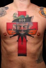 Pirate agbelebu àyà tatuu ilana