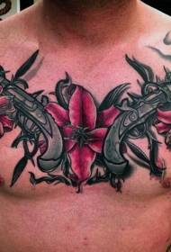 thorax spectacular color pistol and lily tattoo pattern
