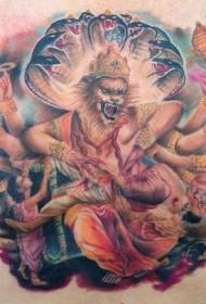 krūtinės spalvos fantazijos induistų deivės tatuiruotės modelis