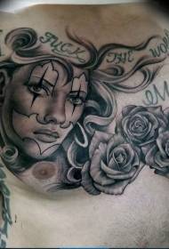 Scrisori de piele pentru colori de trandafir nou și model de tatuaj portret Femei