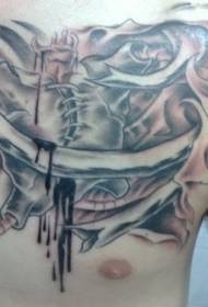 bularrean zauritutako bihotzeko tatuaje eredua