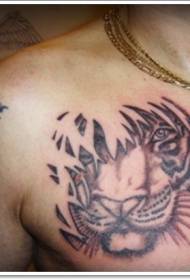bularrean diseinu kolore kolore tigre erretratua tatuaje eredua