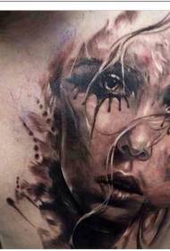 göğüs inanılmaz renk ağlayan kadın yüz dövme deseni