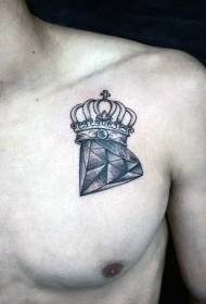 krūtinės deimantų ir karūnos tatuiruotės modelis