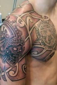 pečių klasikiniai genčių šarvai ir įvairūs skulptūrų tatuiruotės dizainai