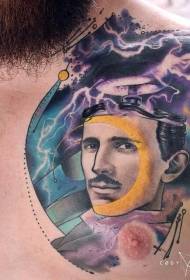 Грудь сюрреализма в стиле Teslata с портретом тату