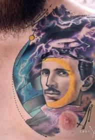 Ko'krak surrealizm uslubi Teslata portret zarb naqshlari