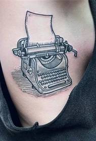 beauty chest side old typewriter tattoo pattern