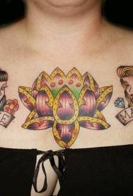 Padrão de tatuagem no peito retrato Betty e Marilyn