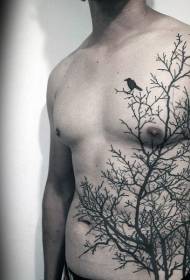 Brust an Bauch Dark Forest a Raven Tattoo Muster