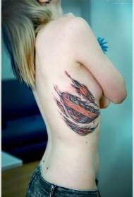 strappo di pelle a coste laterali per bambine Modello di tatuaggio meccanico a colori