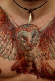 Modello di tatuaggio gufo carino petto maschile