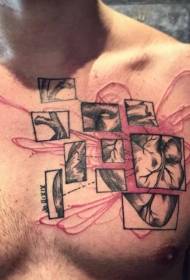Krūškurvja ģeometrijas sadalīts sirds tetovējums