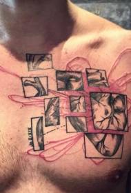 Borst geometrie splitsen hart tattoo patroon