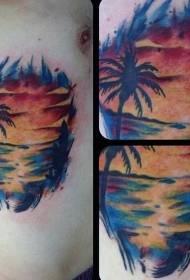 бічне ребро колір океану з візерунком татуювання сонця