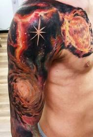 Patrón de tatuaxe de estrelas de espazo medio de cores profundas