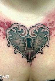 chest heart lock Tattoo pattern