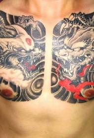 Китайская татуировка в виде полуслого дракона