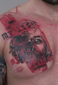 portret u boji prsa s uzorkom tetovaže slova