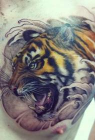 tigre de color y patrón de tatuaje en aerosol