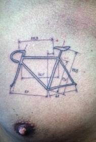 prsni preprost geometrijski mozaični vzorec tatoo