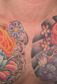 Chest Color Lotus Tattoo Pattern