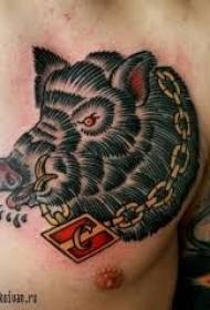 alte Schule Brust Farbe Wildschwein Tattoo Muster