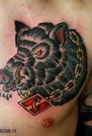 tsohon makaranta kirji launi daji boar tattoo juna