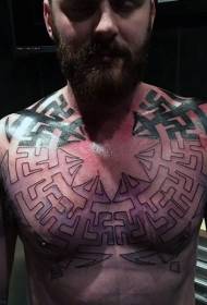 Pecho Patrón de tatuaje geométrico de medio color atractivo