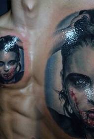 გულმკერდის რეალისტური ფერის vampire tattoo ნიმუში