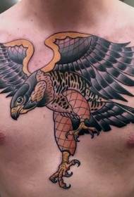 krūtinės senosios mokyklos didelis spalvotas erelis tatuiruotės modelis
