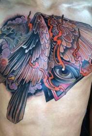 Hrudník Mystery Geometry Eye Eagle Tattoo Pattern