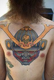 modèle de poitrine tatouage guerrier fantôme traditionnel guerrier