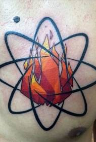 Alamar ƙaramar launi Atomic makaranta da ƙirar tattoo wuta