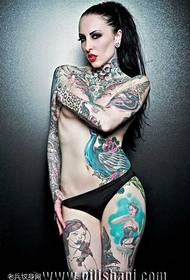 chest beautiful sexy woman tattoo pattern