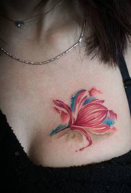 girl sexy chest with a flower tattoo tattoo