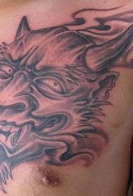 μυϊκή αρσενική θωράκιση στο στήθος Satan avatar εικόνα τατουάζ