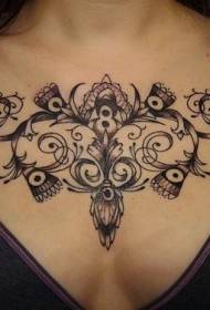 liustra gėlių krūtinės tatuiruotės modelis