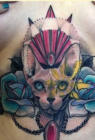 sexy pettu femminile cat personalità gattu Rose tatuatu di mudellu di ritrattu