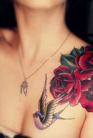 Schönheit Brust farbige Schwalbe Tattoo Muster Daquan