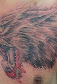 малюнок жорстокої татуювання голова вовчої грудей