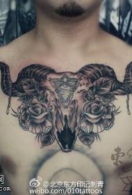 domineering goat skull rose tattoo pattern