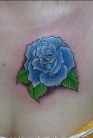 girl chest rose tattoo