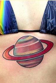 a female chest planet tattoo pattern recommended image