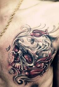 vīriešu krūtis Eiropas stila tetovējums 54991-vīriešu krūtis geiša ķiršu ziedu ventilatora tetovējums