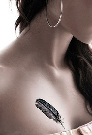 beauty chest simple feather tattoo