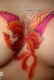 szexi szépség dupla mellkas közepén szexi főnix tetoválás effektus kép