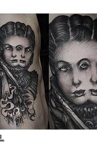 modèle de tatouage humain double face côté poitrine