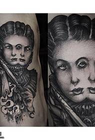 chest side double-sided human tattoo pattern