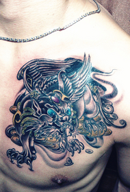 modello di tatuaggio di truppe coraggiose petto maschile